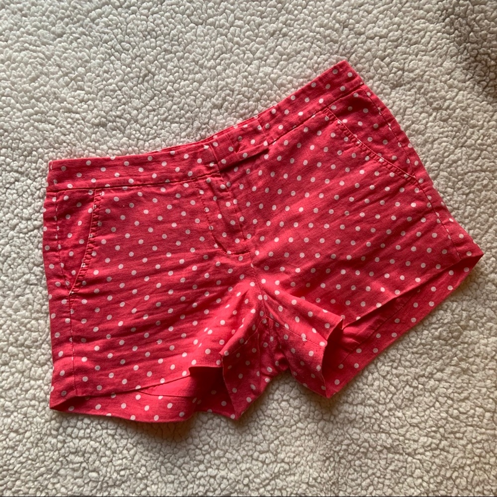 J. CREW | Pink Polka Dot Linen Shorts